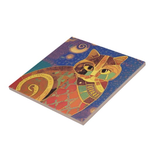 Kat-marokkaanse mozaïekstemmen van kat tegeltje (Zijkant)