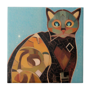 Kat marokkaanse mozaïekstemmen voor abstract kat,  tegeltje