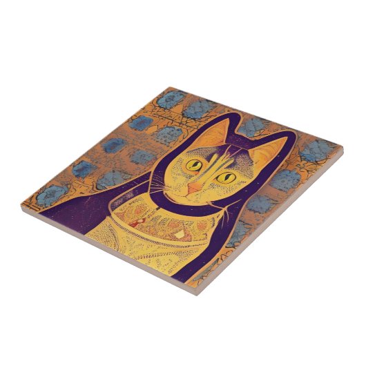 Kat-marokkaanse mozaïekwarme abstracte kunststemme tegeltje (Zijkant)