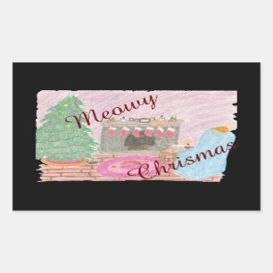 Kat-mas Mischief (kerst) Rechthoekige Sticker
