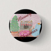 Kat-mas Mischief (kerst) Ronde Button 3,2 Cm (Voorkant)