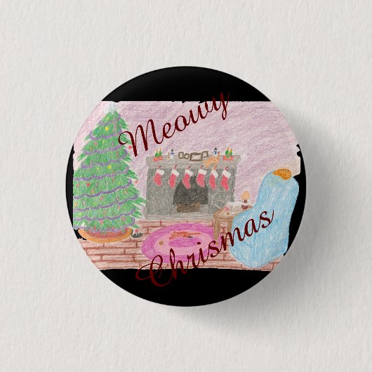 Kat-mas Mischief (kerst) Ronde Button 3,2 Cm (Voorkant)