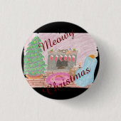Kat-mas Mischief (kerstmis) Ronde Button 3,2 Cm (Voorkant)