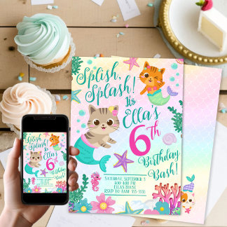 Kat Meeuwmeisje Verjaardagsfeest Kaart