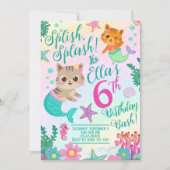 Kat Meeuwmeisje Verjaardagsfeest Kaart (Voorkant)