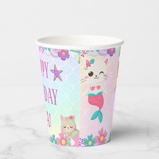 Kat Meeuwmeisje Verjaardagsfeest Papieren Bekers (Rechts)