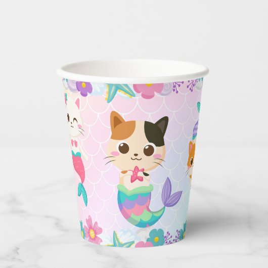 Kat Meeuwmeisje Verjaardagsfeest Papieren Bekers (Voorkant)