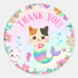 Kat Meeuwmeisje Verjaardagsfeest Ronde Sticker