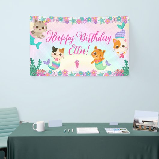 Kat Meeuwmeisje Verjaardagsfeest Spandoek (Beurs)