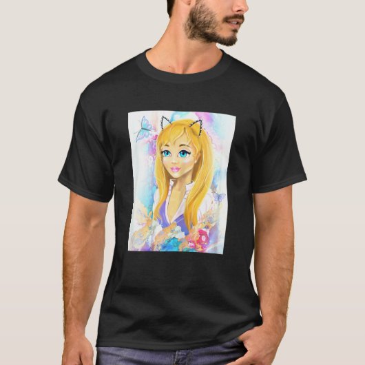 Kat Meisje  Lady Kitten  Kat Tee T-shirt (Voorkant)