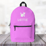 Kat meisjes  Meisje Schattige Roze Bedrukte Rugzak<br><div class="desc">Een ontwerp op maat op een roze achtergrond met een kattenmotief in het wit dat eenvoudig vervangen kan worden door het uploaden van je eigen logo, afbeelding of motief! De gepersonaliseerde monogramnaam in witte moderne bloktypografie kan worden vervangen door uw eigen naam of aangepaste tekst. Het perfecte cadeau of accessoire!...</div>