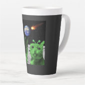Kat Meme Alien Groene Kat Selfie UFO Latte Mok (Rechterhoek)
