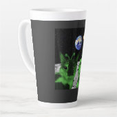 Kat Meme Alien Groene Kat Selfie UFO Latte Mok (Linkerhoek)