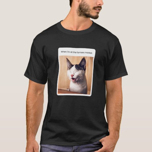 Kat Meme Als Ik Op De Boerenmarkt Ben T-shirt (Voorkant)