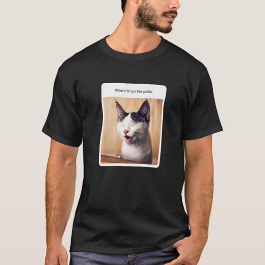 Kat Meme Als Ik Op Het Terras Ben T-shirt (Voorkant)