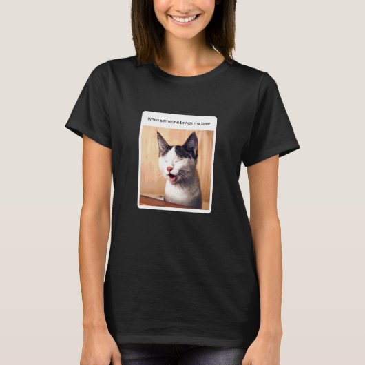 Kat Meme Bier Drinker Alcohol T-shirt (Voorkant)