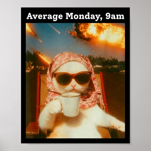 Kat Meme Gemiddelde Maandag 9am Grappig Sarcasme R Poster (Voorkant)