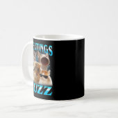 Kat Meme Groeten Huzz Grappig Suffe Kattenliefhebb Koffiemok (Voorkant links)