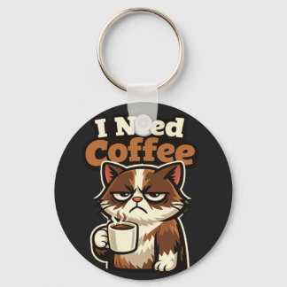 KAT MEME “IK HEB KOFFIE NODIG” SLEUTELHANGER