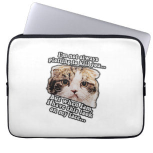 Kat-meme voor katteneigenaars en liefhebbers van k laptop sleeve