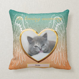 Kat Memorial Angel Wings Foto gepersonaliseerd Kussen