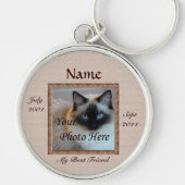 Kat Memorial Brown Tones Custom Photo Pet Loss Sleutelhanger (Voorkant)