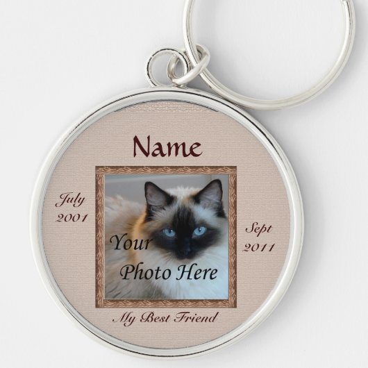 Kat Memorial Brown Tones Custom Photo Pet Loss Sleutelhanger (Voorkant)