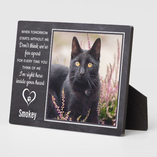 Kat Memorial Pet Loss Paw Print Heart Foto Fotoplaat (Zijkant)