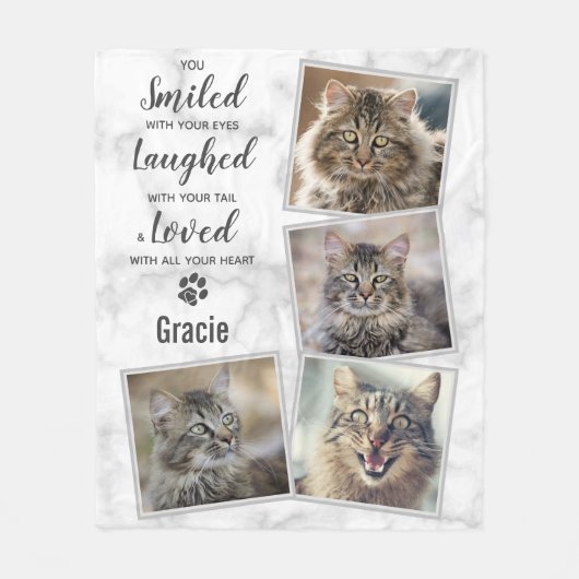 Kat Memorial Pet Loss Photo Collage Fleece Deken (Voorkant)