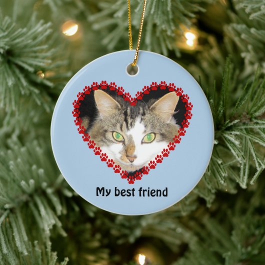 Kat memory pow print name foto keramisch ornament (Boom)