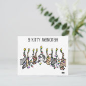 Kat Menorah voor Chanoeka Katten Feestdagenkaart (Staand voorkant)
