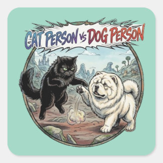 Kat Mens VS Hond Mens: De Ultieme Fluff Strijd Vierkante Sticker