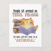 Kat mensen zitten op hun telefoon Antisociale kat  Briefkaart (Voorkant)