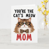 Kat Meow Moeder Illustratiekaart Kaart (Gele Bloem)