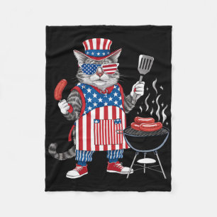 Kat Meowica 4 juli kat Amerikaanse vlag kat Maki Fleece Deken