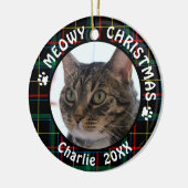 Kat MEOWY CHRISTMAS, met 2 bits, kersttang Keramisch Ornament (Links)