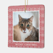 Kat Meowy Kerst Rood Gebreid Pet Keramisch Ornament (Links)