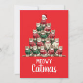 Kat Meowy Kerstboom Feestdagenkaart (Voorkant)