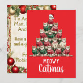 Kat Meowy Kerstboom Feestdagenkaart (Voorkant / Achterkant)