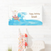 Kat mermaid verjaardagsbanner spandoek (Insitu)