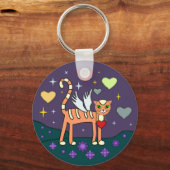 Kat met aangepaste Sleutelhanger voor hart (Voorkant)