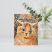 Kat met achtergrond achtergrond Louis Wain Briefkaart (Staand voorkant)