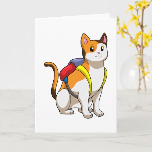 Kat met Aktetas Kaart (Gele Bloem)