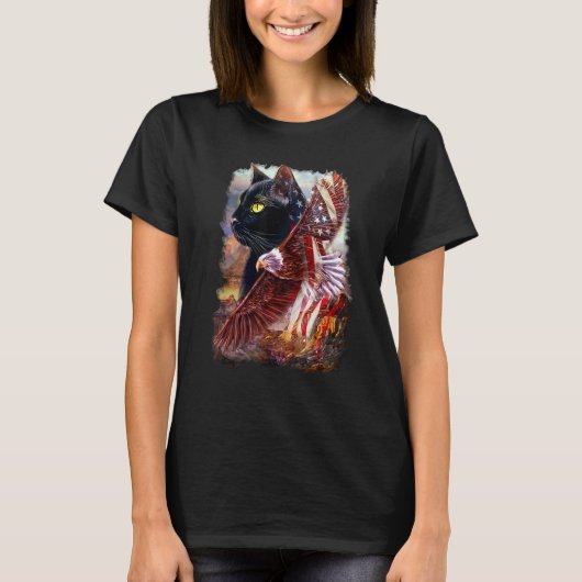 Kat met Amerikaanse adelaar T-shirt (Voorkant)