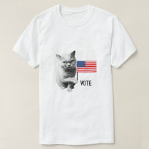 Kat met Amerikaanse vlag Stem T-shirt