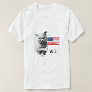 Kat met Amerikaanse vlag Stem T-shirt