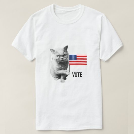 Kat met Amerikaanse vlag Stem T-shirt (Design voorkant)
