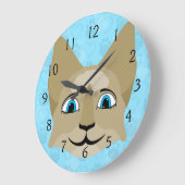Kat met animatie met blauwe ogen grote klok (Hoek)