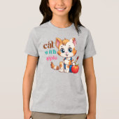 Kat Met Appel-85242 Tri-Blend Shirt (Voorkant)