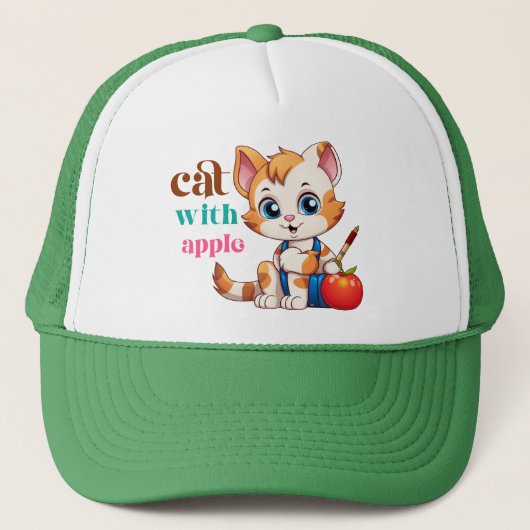 Kat Met Appel-85242 Trucker Pet (Voorkant)